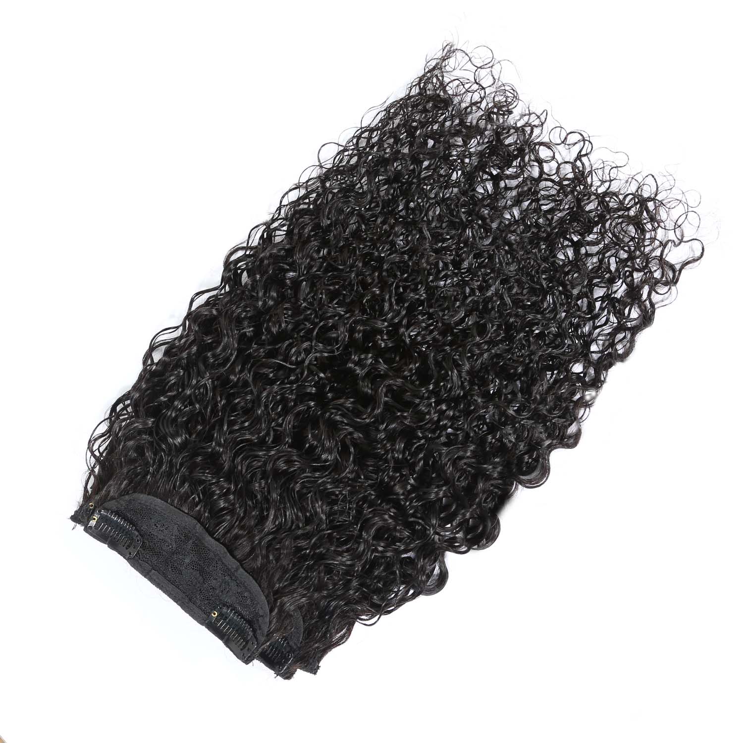Authris Curly 4-Piece Clip-In Human Hair Extensions | Natural Black