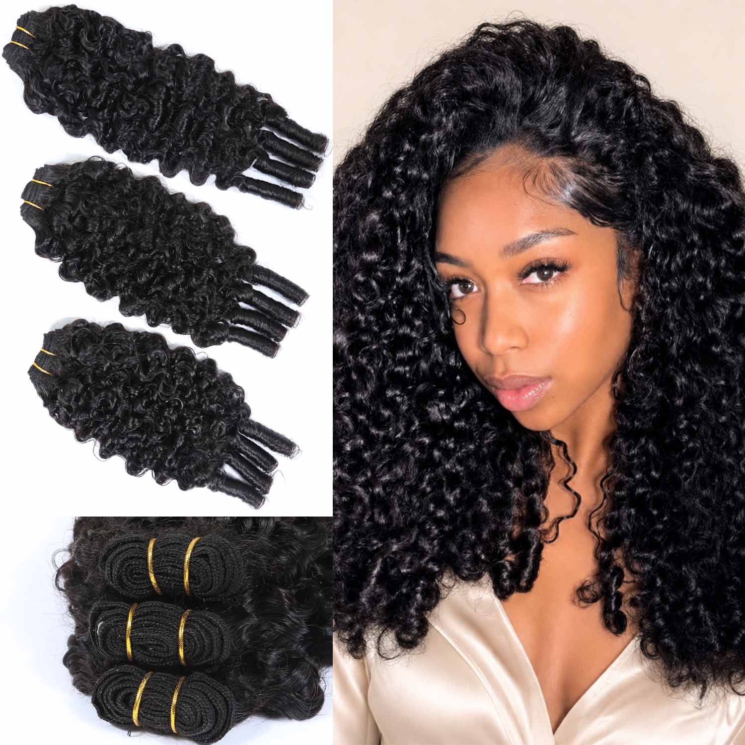 Authris Burmese Curly Human Hair Bundles | Natural Black
