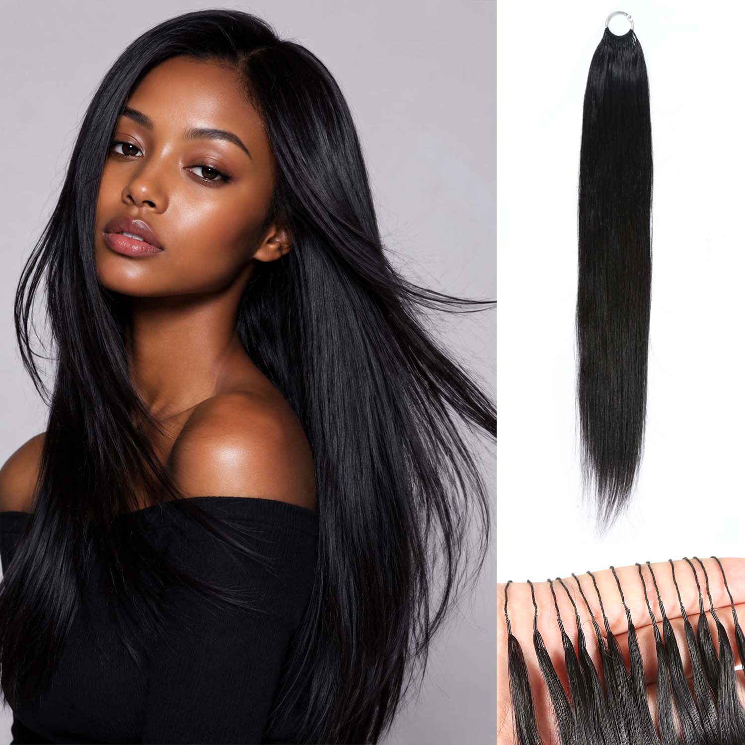 Authris Feather Human Hair Extensions | Natural Black