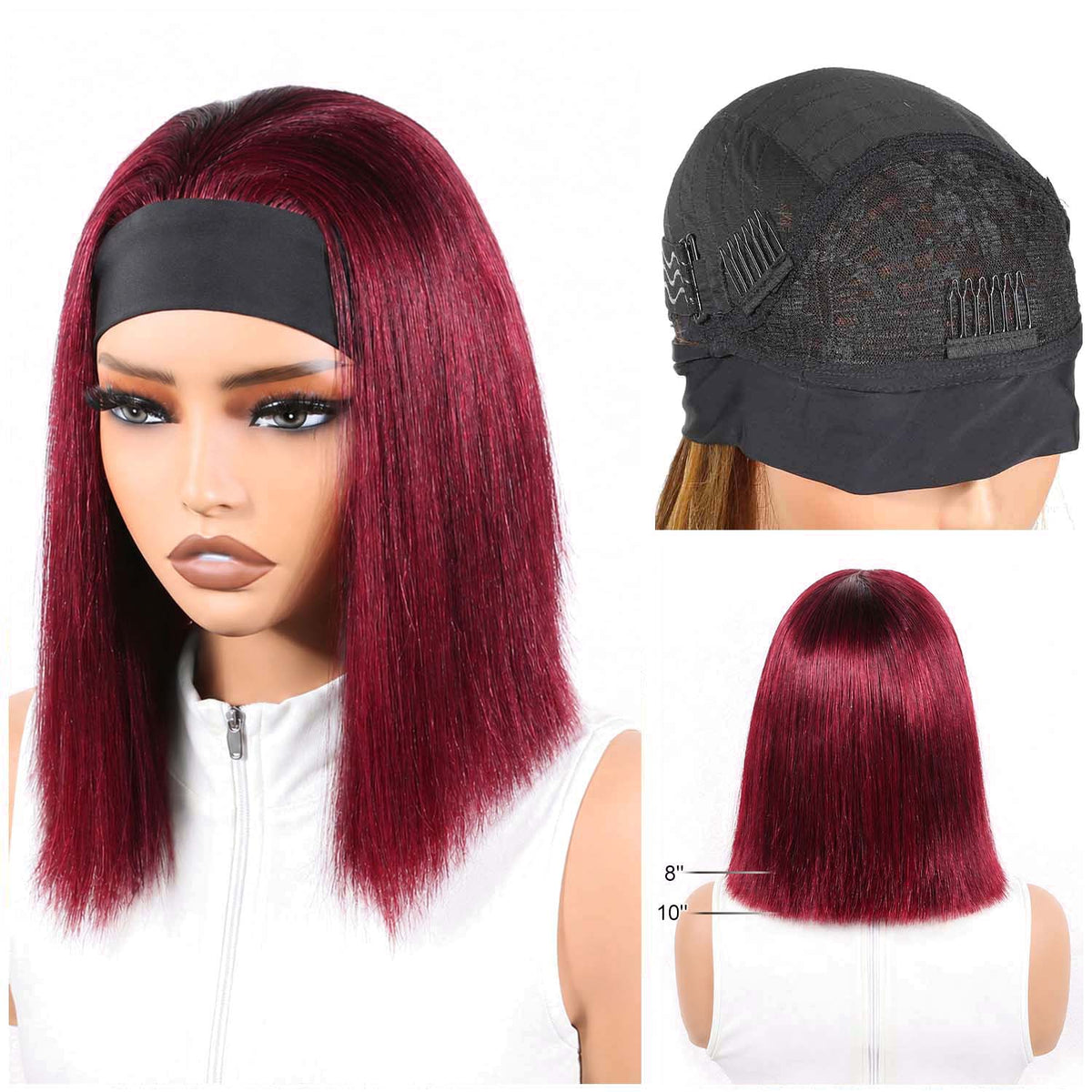 AUTHRIS Headband Bob Wig | Burgundy