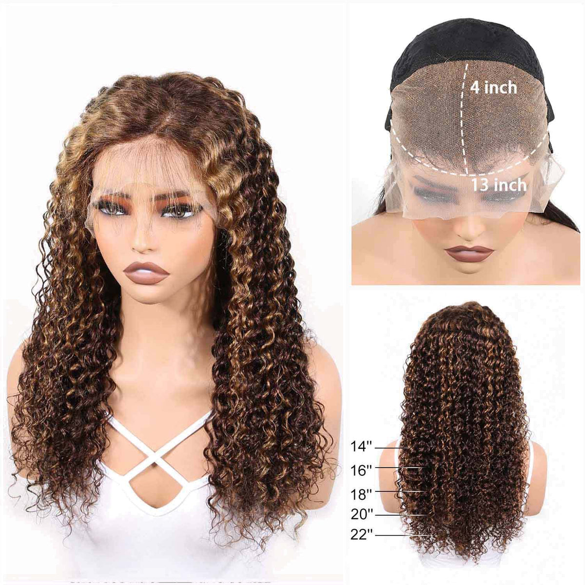 AUTHRIS Deep Wave Lace Front Wig | Blonde Highlights