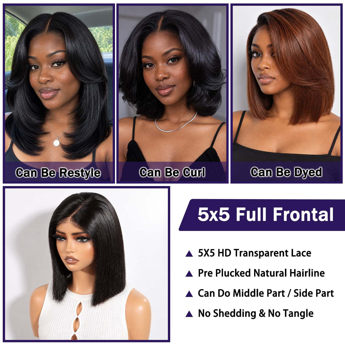 Authris Straight Bob Human Hair Wig | Auburn Brown