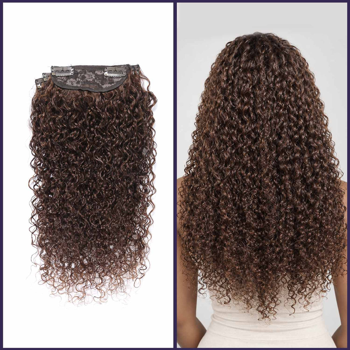 Authris Curly 4-Piece Clip-In Human Hair Extensions | Chocolate Brown