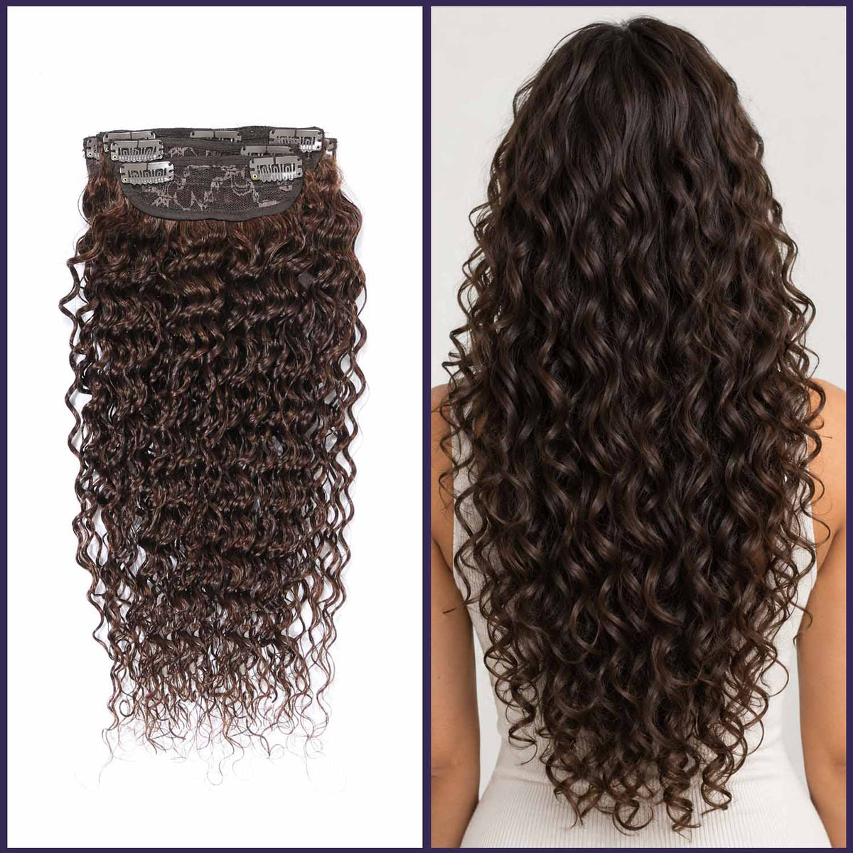 Authris Deep Wave 4-Piece Clip-In Human Hair Extensions | Chocolate Brown