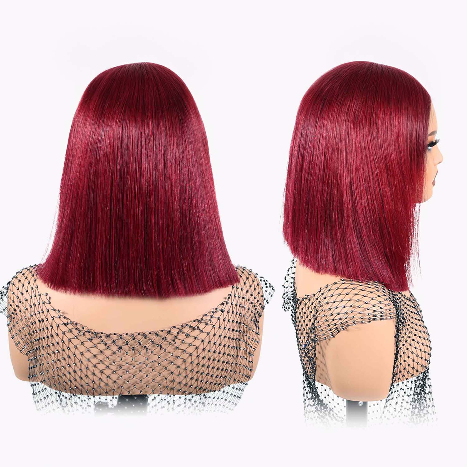Authris Straight Bob Human Hair Wig | Burgundy