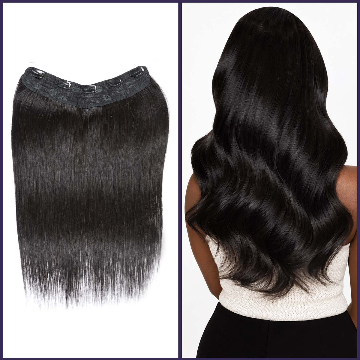 Authris Straight 1-Piece Clip-In Human Hair Extensions | Natural Black