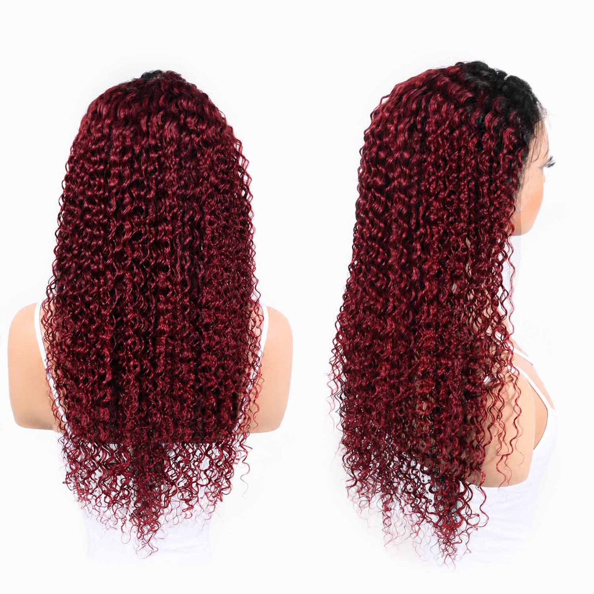 AUTHRIS Deep Wave Lace Front Wig | Burgundy Ombre