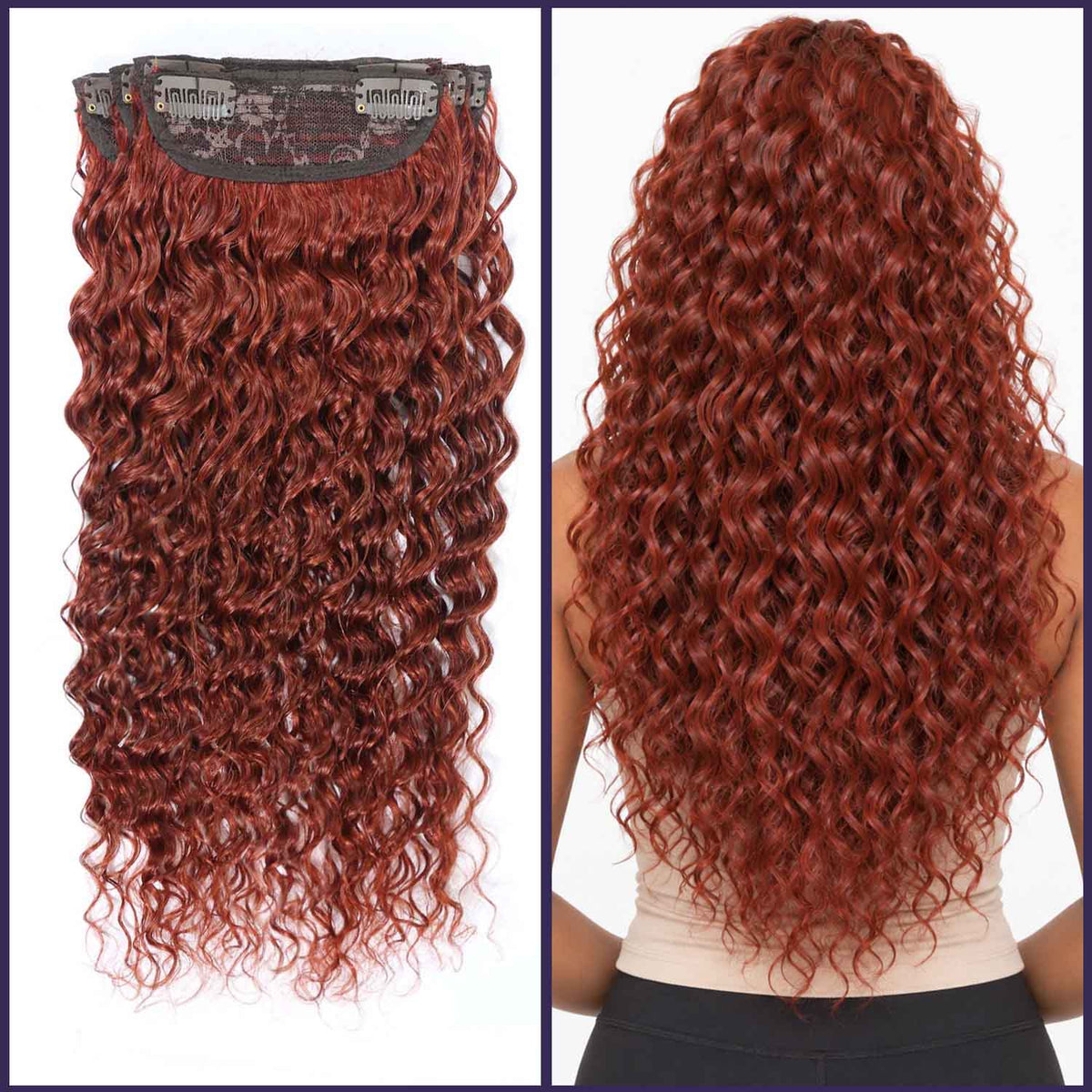 Authris Deep Wave 4-Piece Clip-In Human Hair Extensions | Auburn Brown