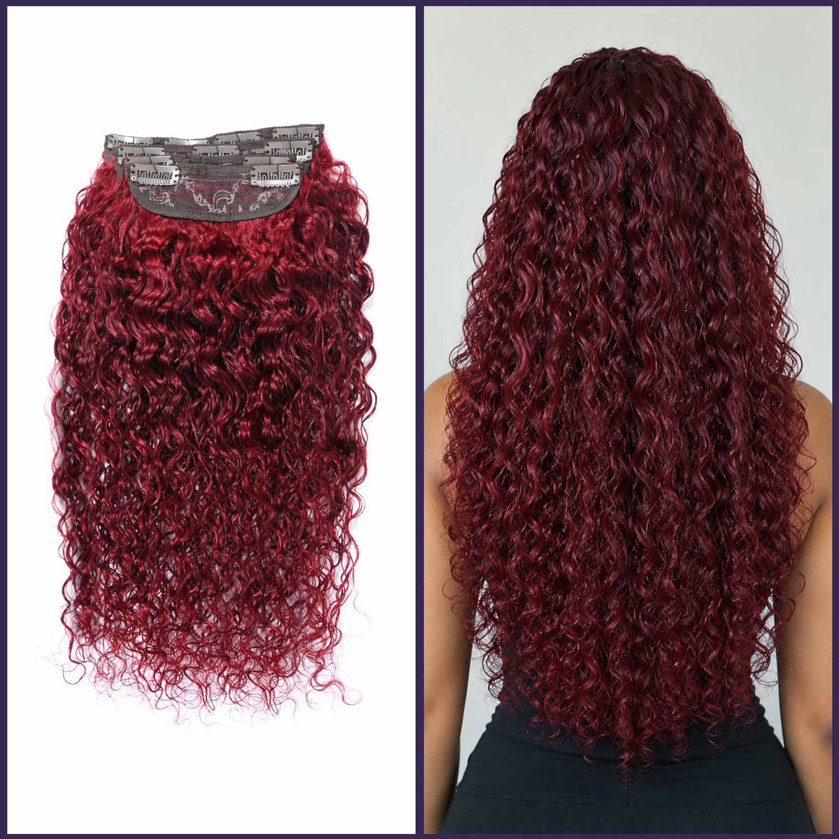 Authris Water Wave 4-Piece Clip-In Human Hair Extensions | Burgundy