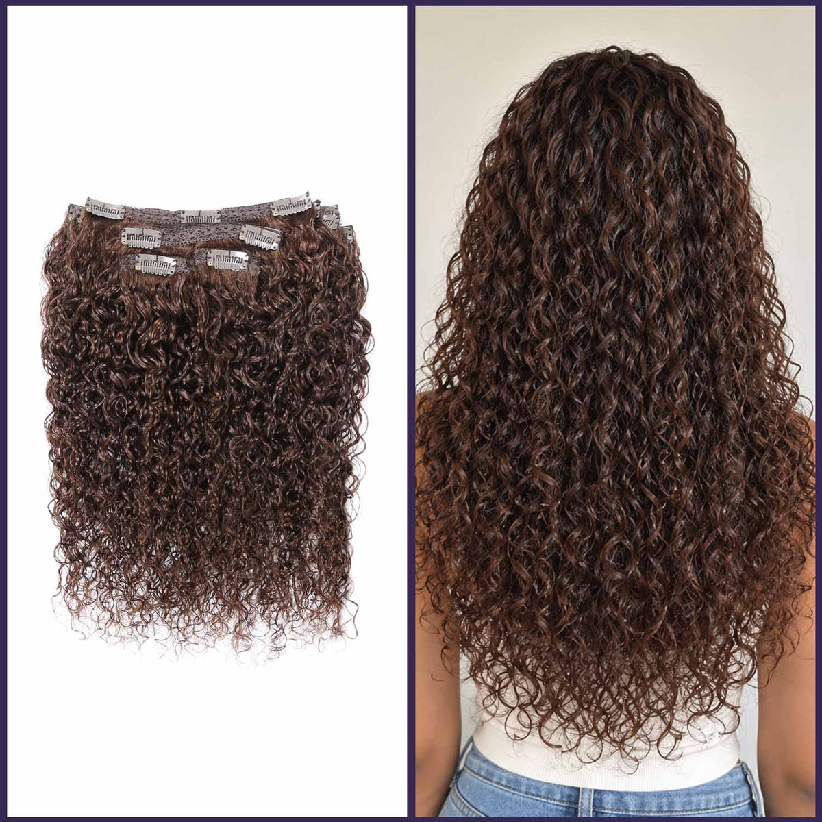 Authris Water Wave 8-Piece Clip-In Human Hair Extensions | Chocolate Brown