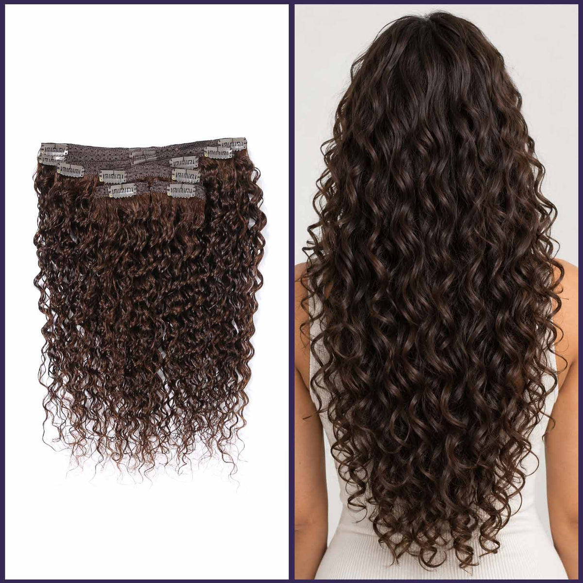 Authris Deep Wave 8-Piece Clip-In Human Hair Extensions | Chocolate Brown