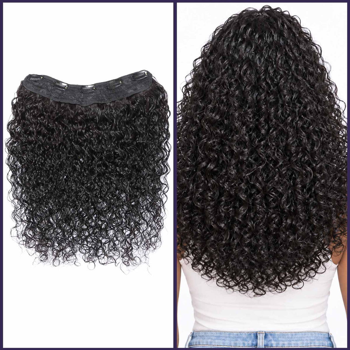 Authris Water Wave 1-Piece Clip-In Human Hair Extensions | Natural Black