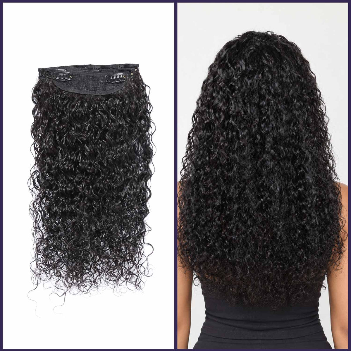 Authris Water Wave 4-Piece Clip-In Human Hair Extensions | Natural Black
