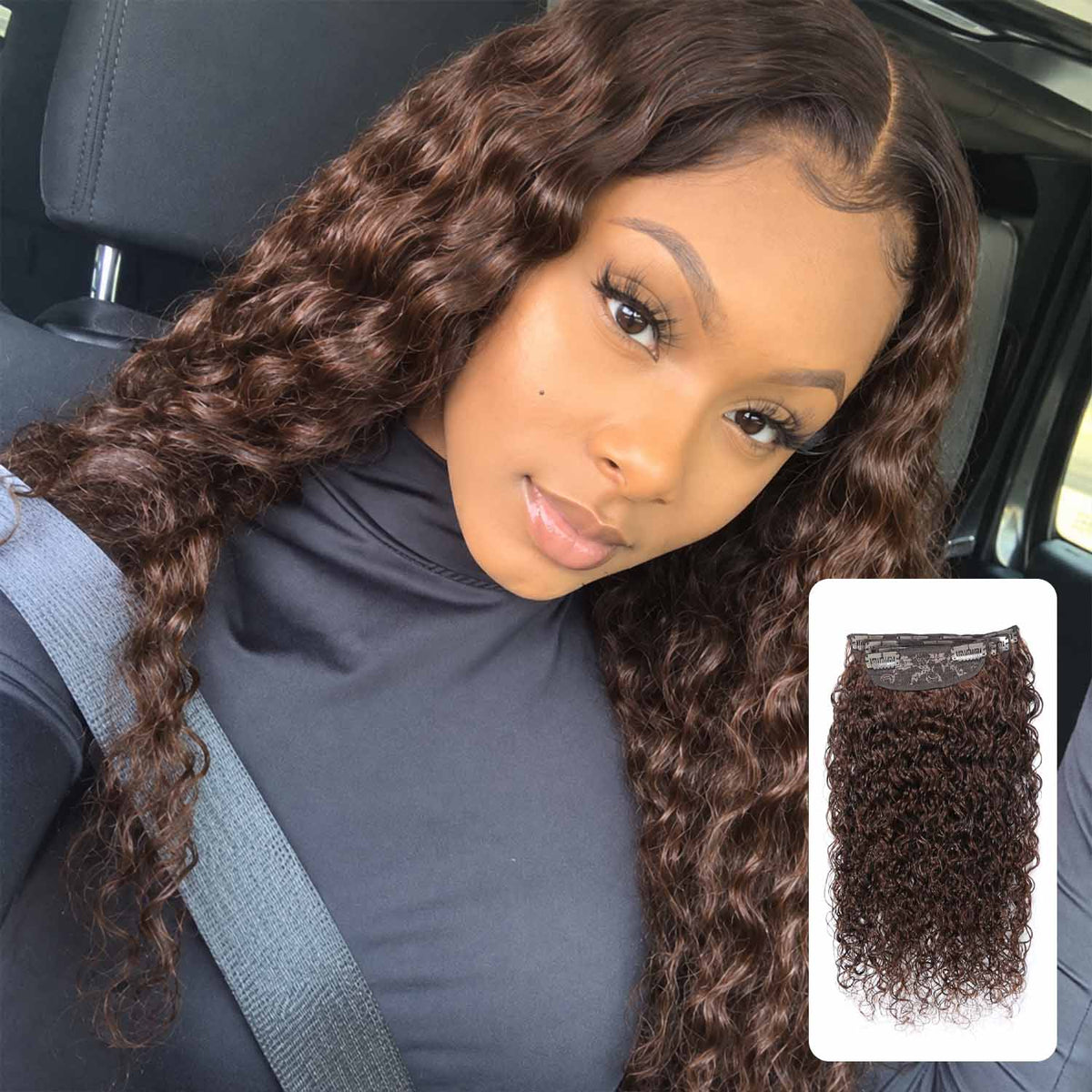 Authris Water Wave 4-Piece Clip-In Human Hair Extensions | Chocolate Brown