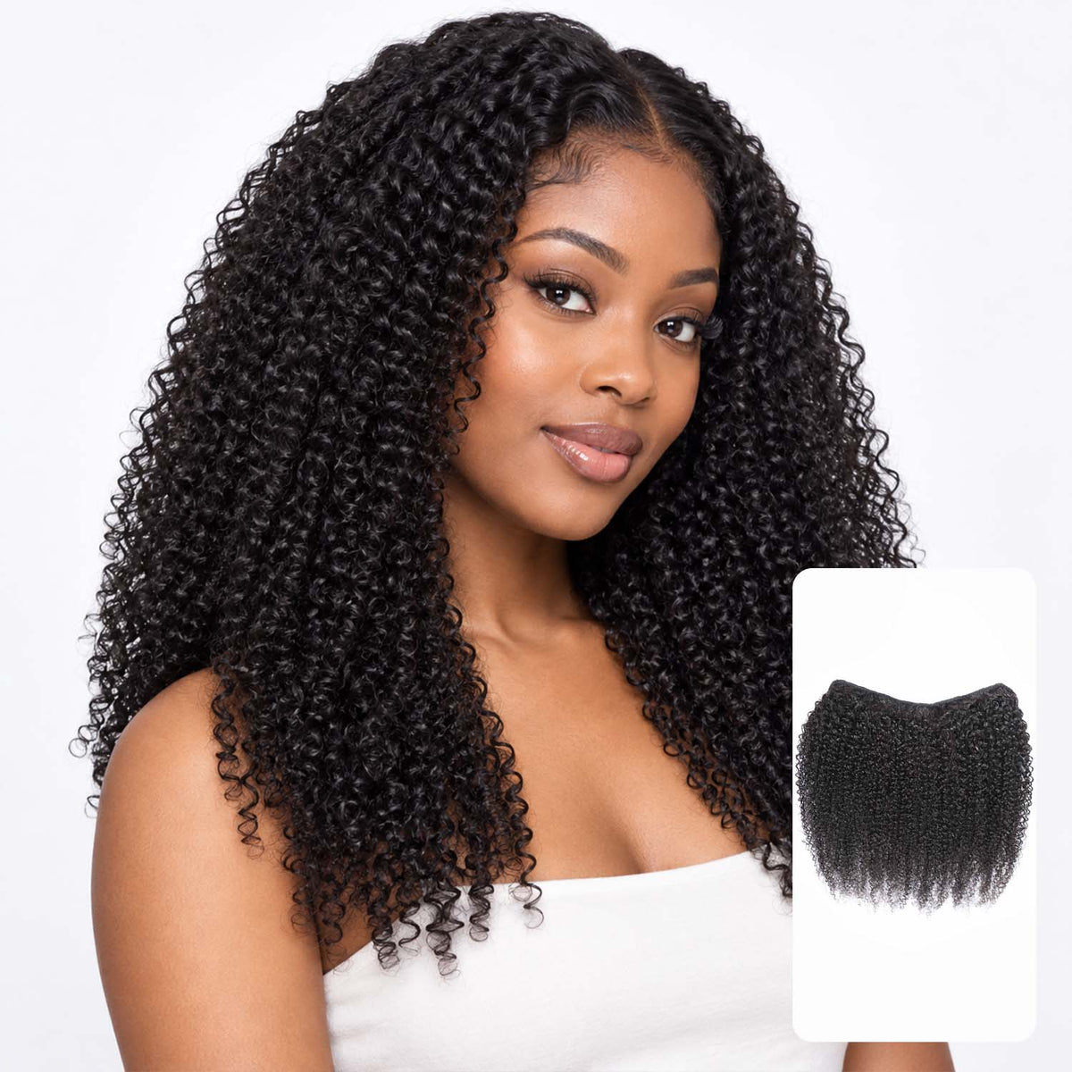 Authris Afro Kinky Curly 1-Piece Clip-In Human Hair Extensions | Natural Black
