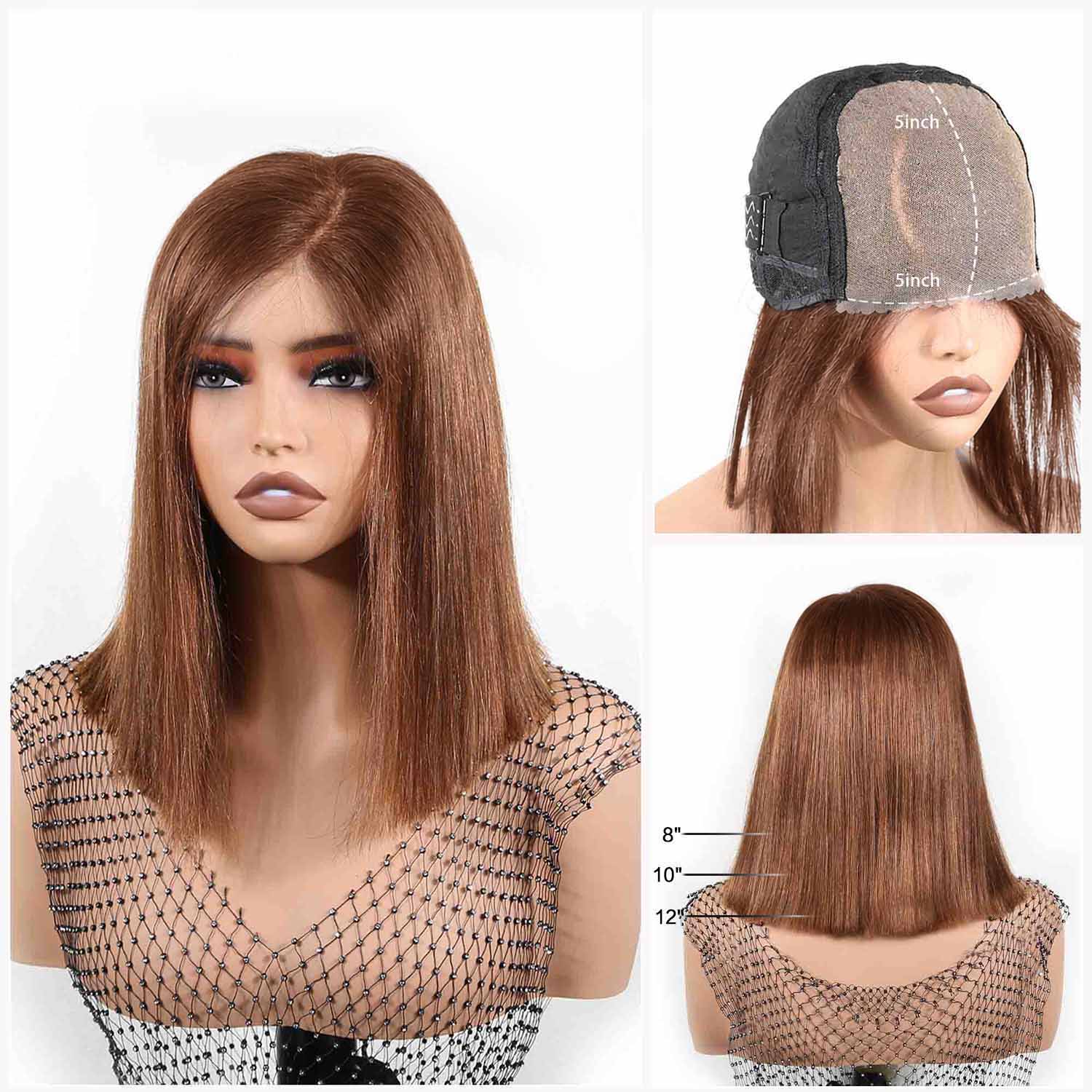 Authris Straight Bob Human Hair Wig | Chocolate Brown
