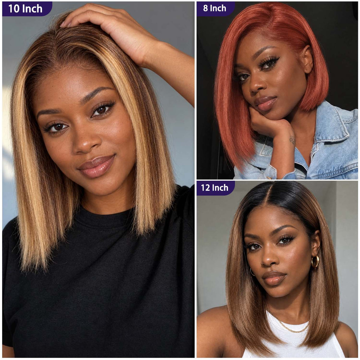 Authris Straight Bob Human Hair Wig | Auburn Brown