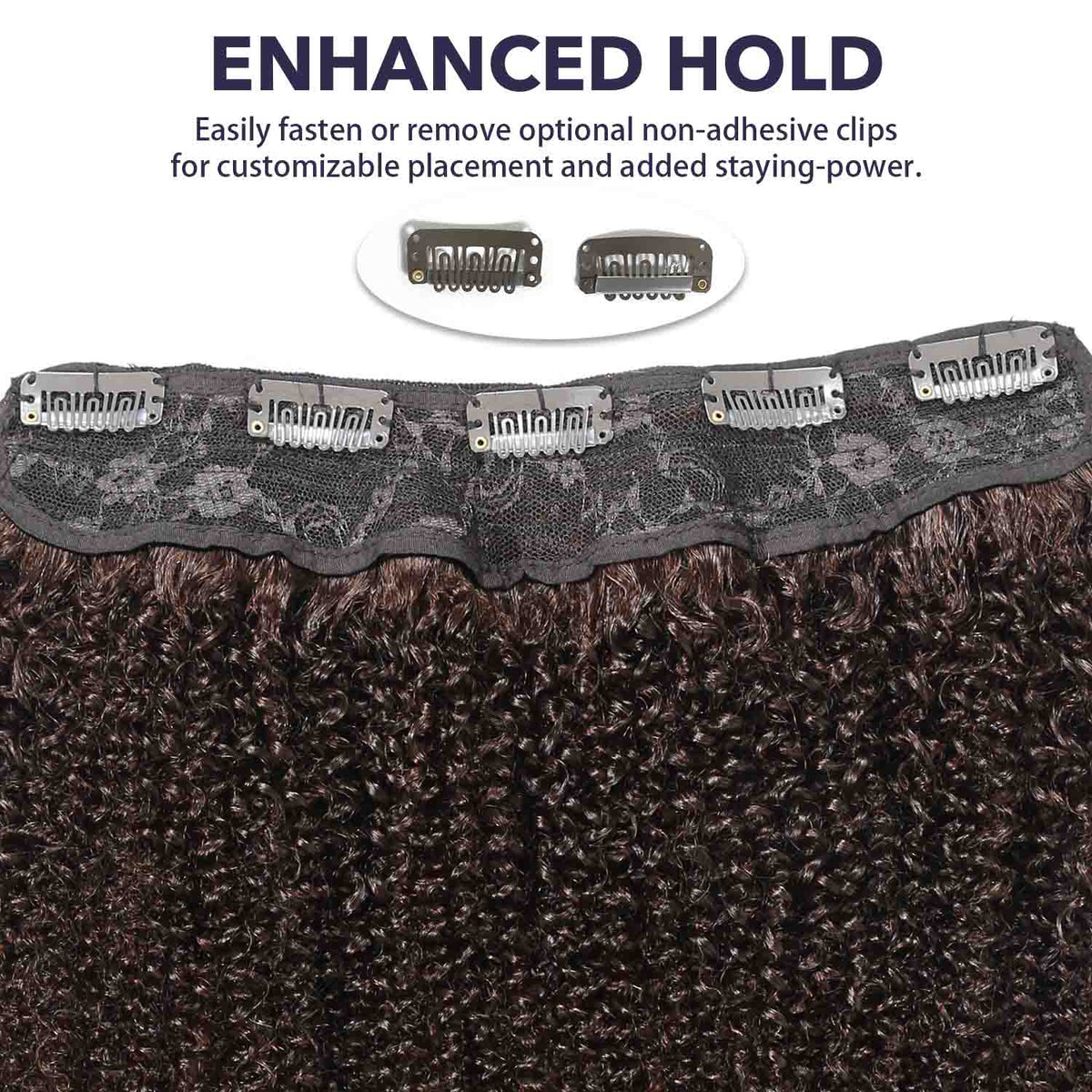 Authris Afro Kinky Curly 1-Piece Clip-In Human Hair Extensions | Chocolate Brown