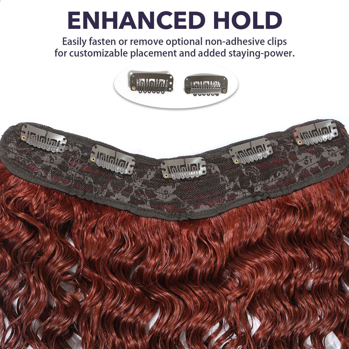 Authris Deep Wave 1-Piece Clip-In Human Hair Extensions | Auburn Brown