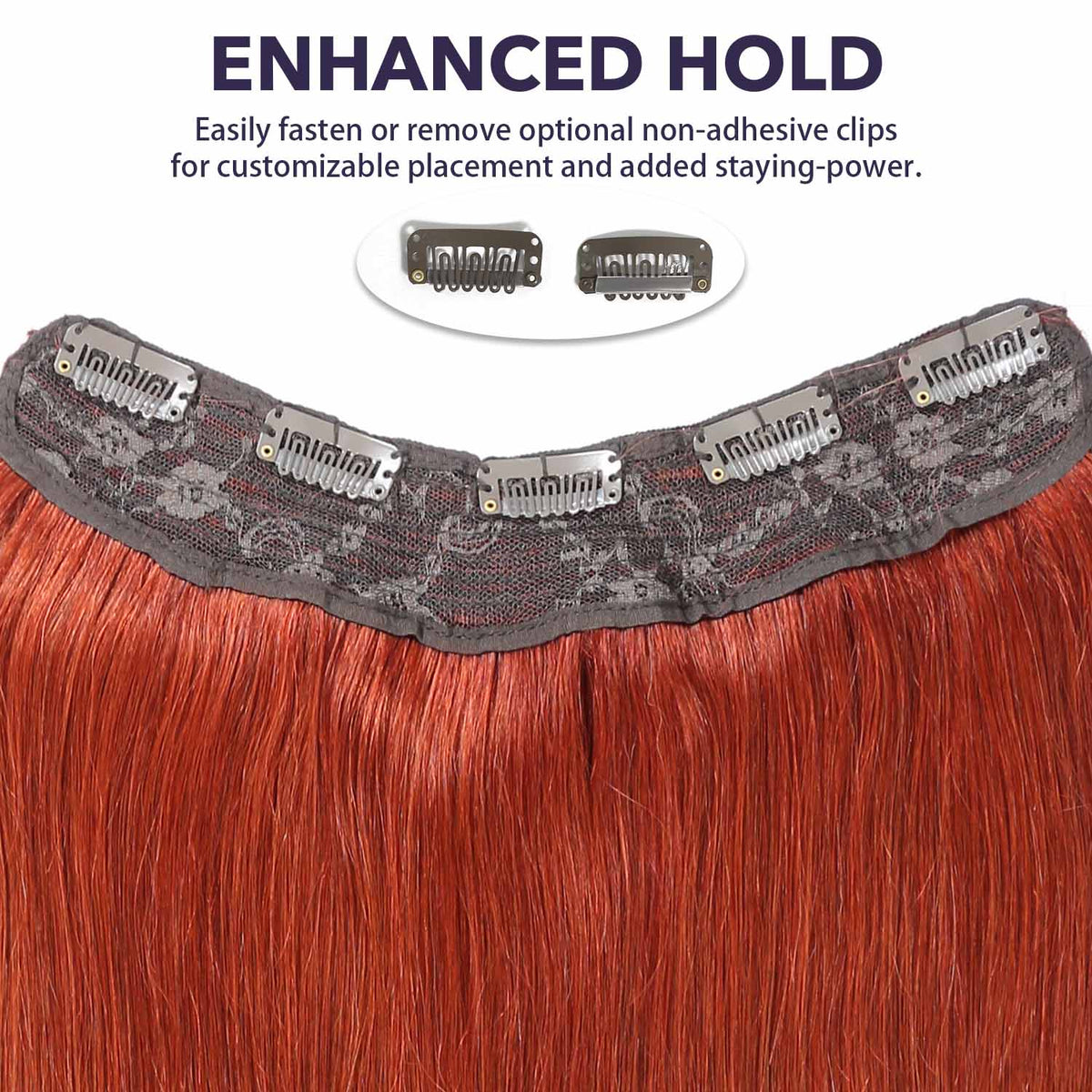 Authris Straight 1-Piece Clip-In Human Hair Extensions | Auburn Brown