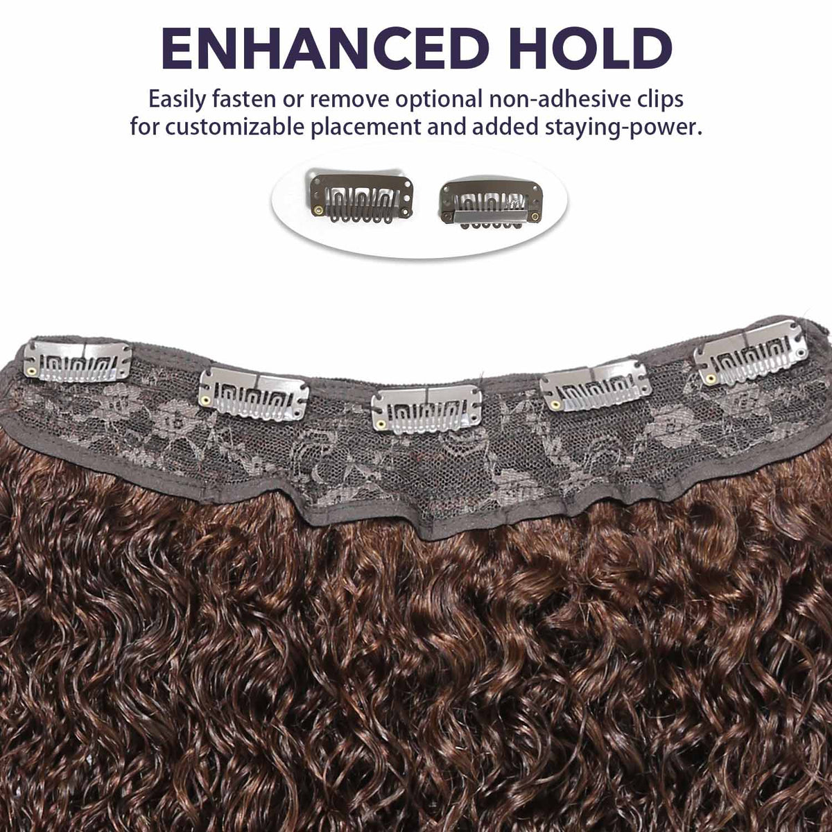Authris Water Wave 1-Piece Clip-In Human Hair Extensions | Chocolate Brown
