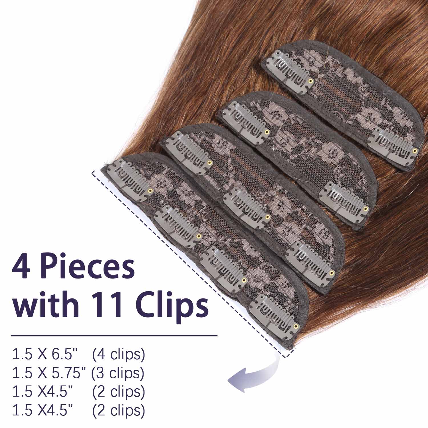 Authris 4-Piece Clip-In Human Hair Extensions | Chocolate Brown