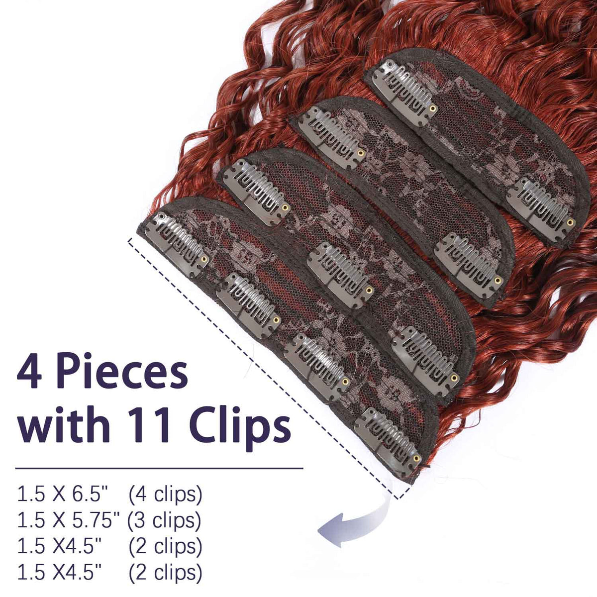 Authris Deep Wave 4-Piece Clip-In Human Hair Extensions | Auburn Brown