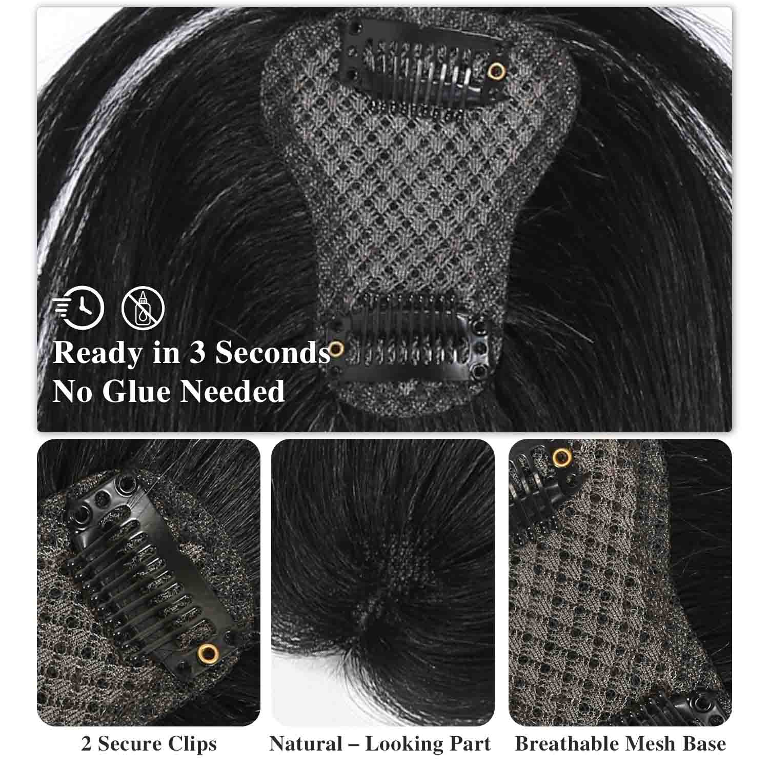 Authris Straight T-shaped middle parting Hair Topper for women | Natural Black