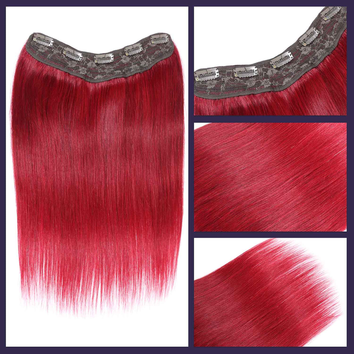 Authris Straight 1-Piece Clip-In Human Hair Extensions | Burgundy