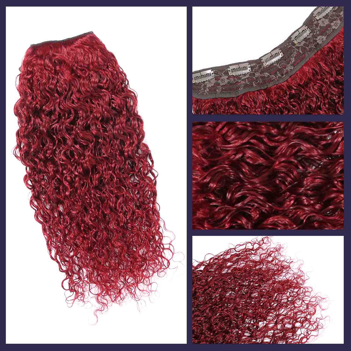 Authris Water Wave 1-Piece Clip-In Human Hair Extensions | Burgundy