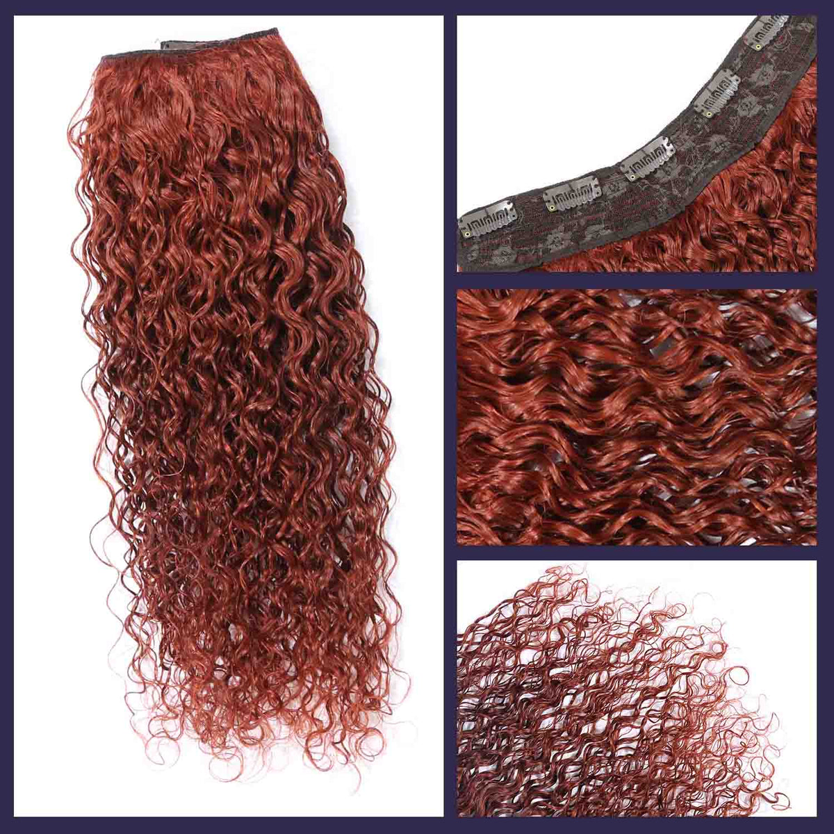 Authris Curly 1-Piece Clip-In Human Hair Extensions | Auburn Brown
