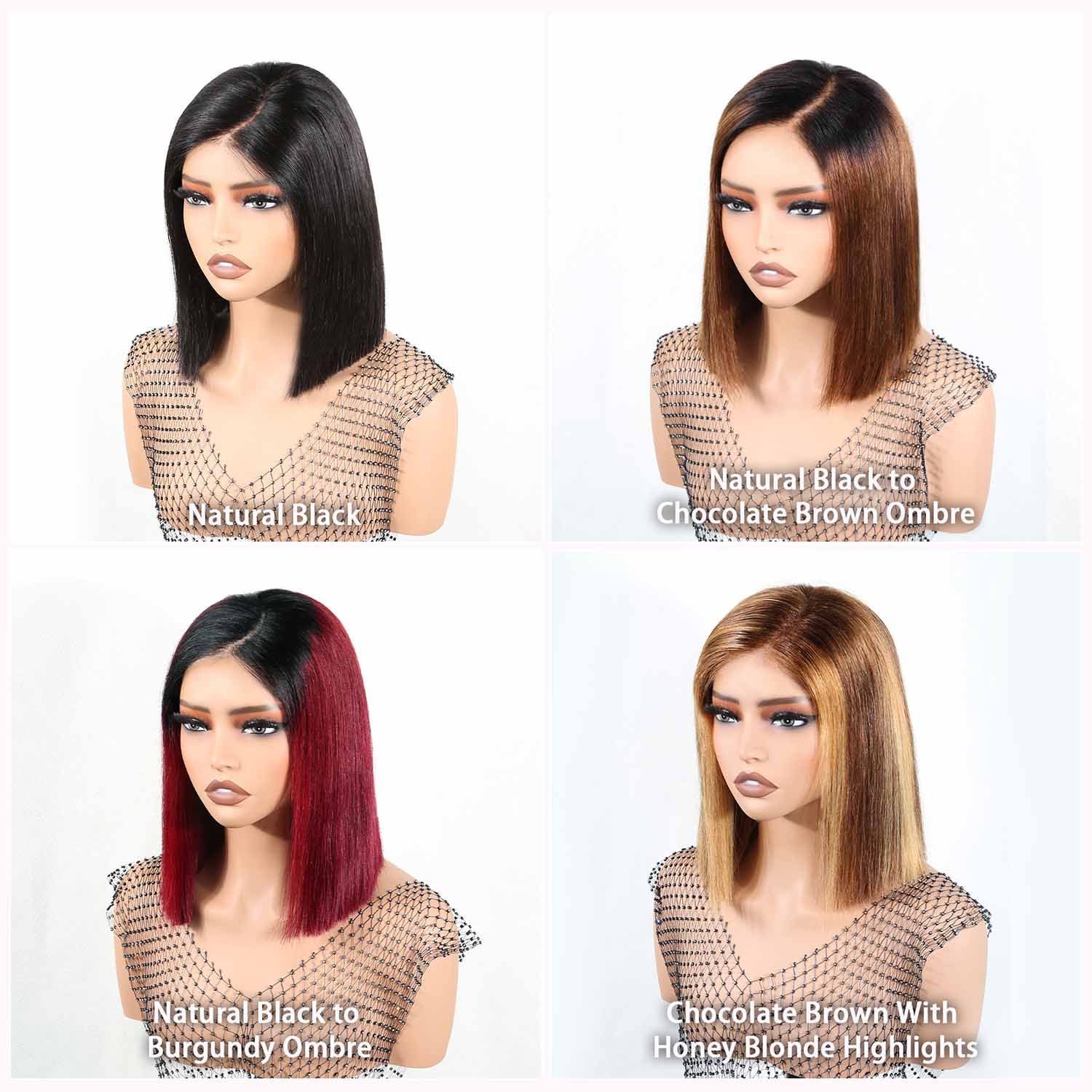 Authris Straight Bob Human Hair Wig | Blonde Highlights