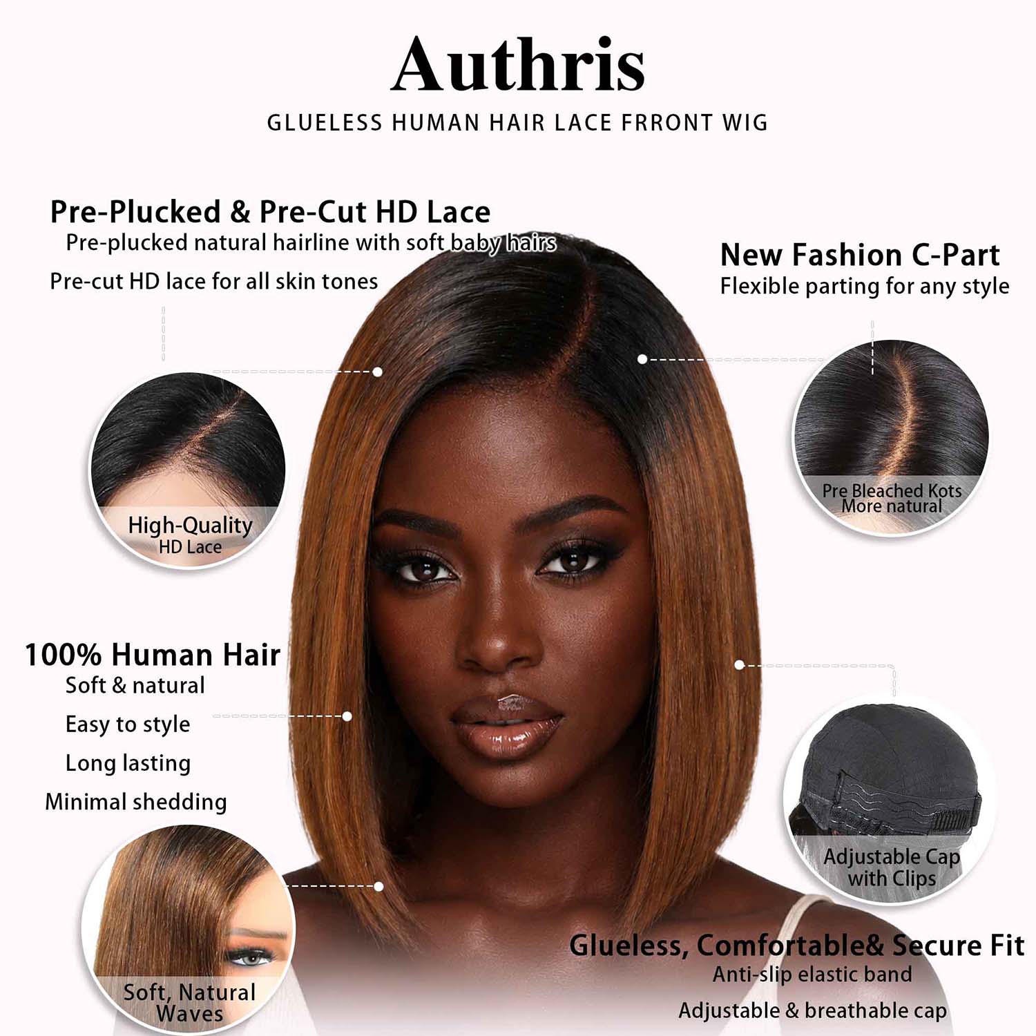 Authris Straight Bob Human Hair Wig | Chocolate Ombre