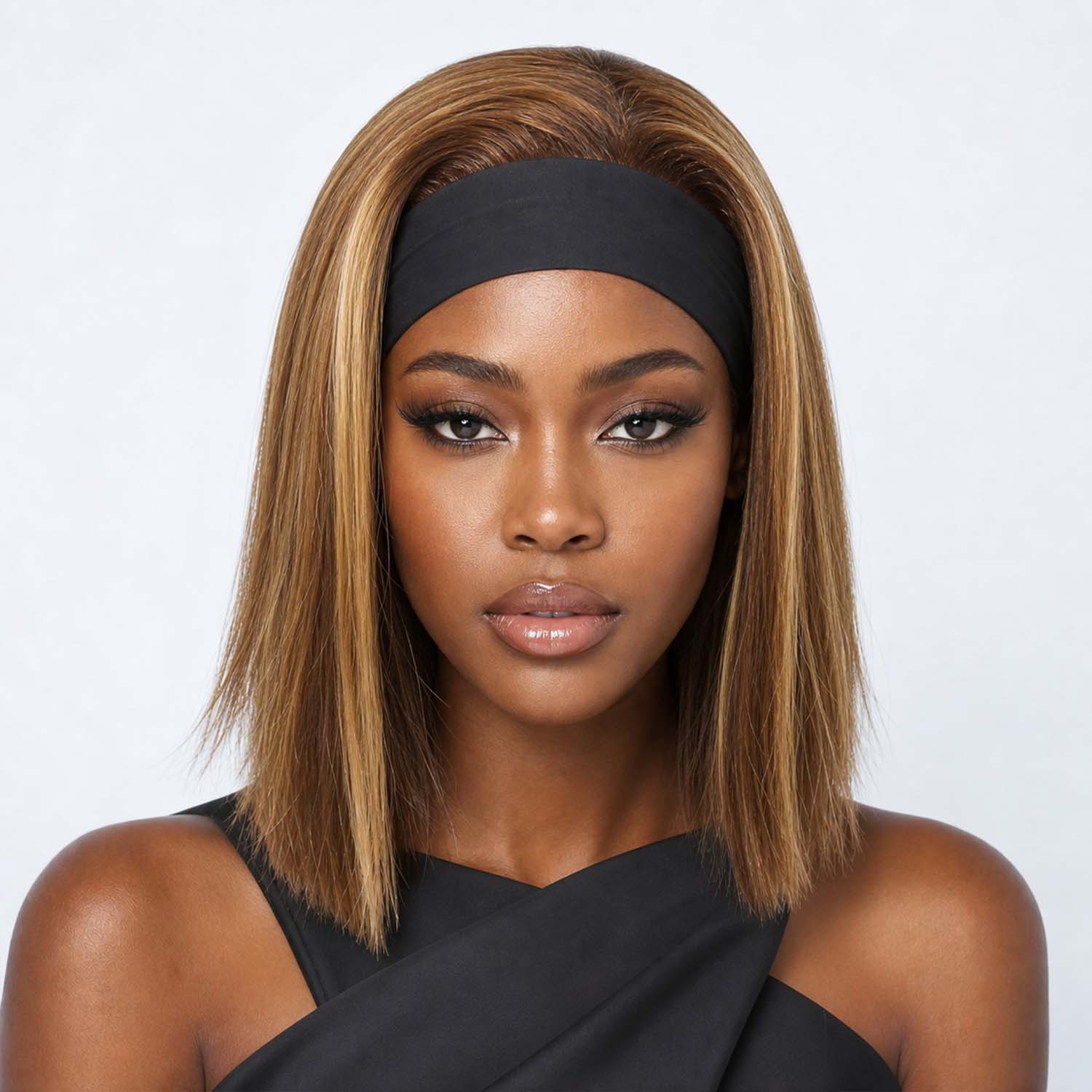 Authris Straight Headband Bob Human Hair Wig | Blonde Highlights