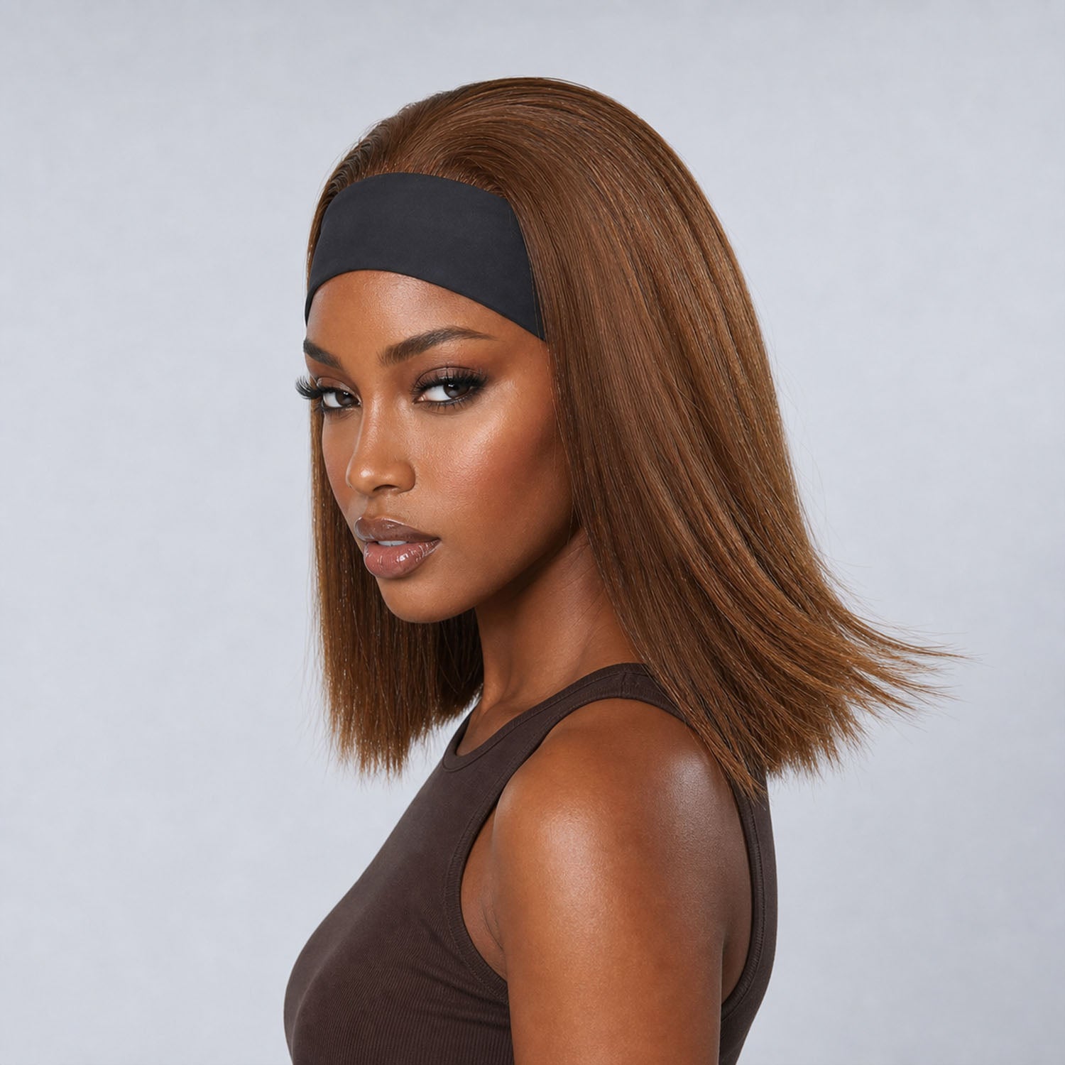 Authris Straight Headband Bob Human Hair Wig | Chocolate Brown