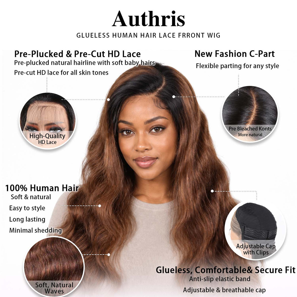 AUTHRIS Body Wave Lace Front Wig | Chocolate Ombre
