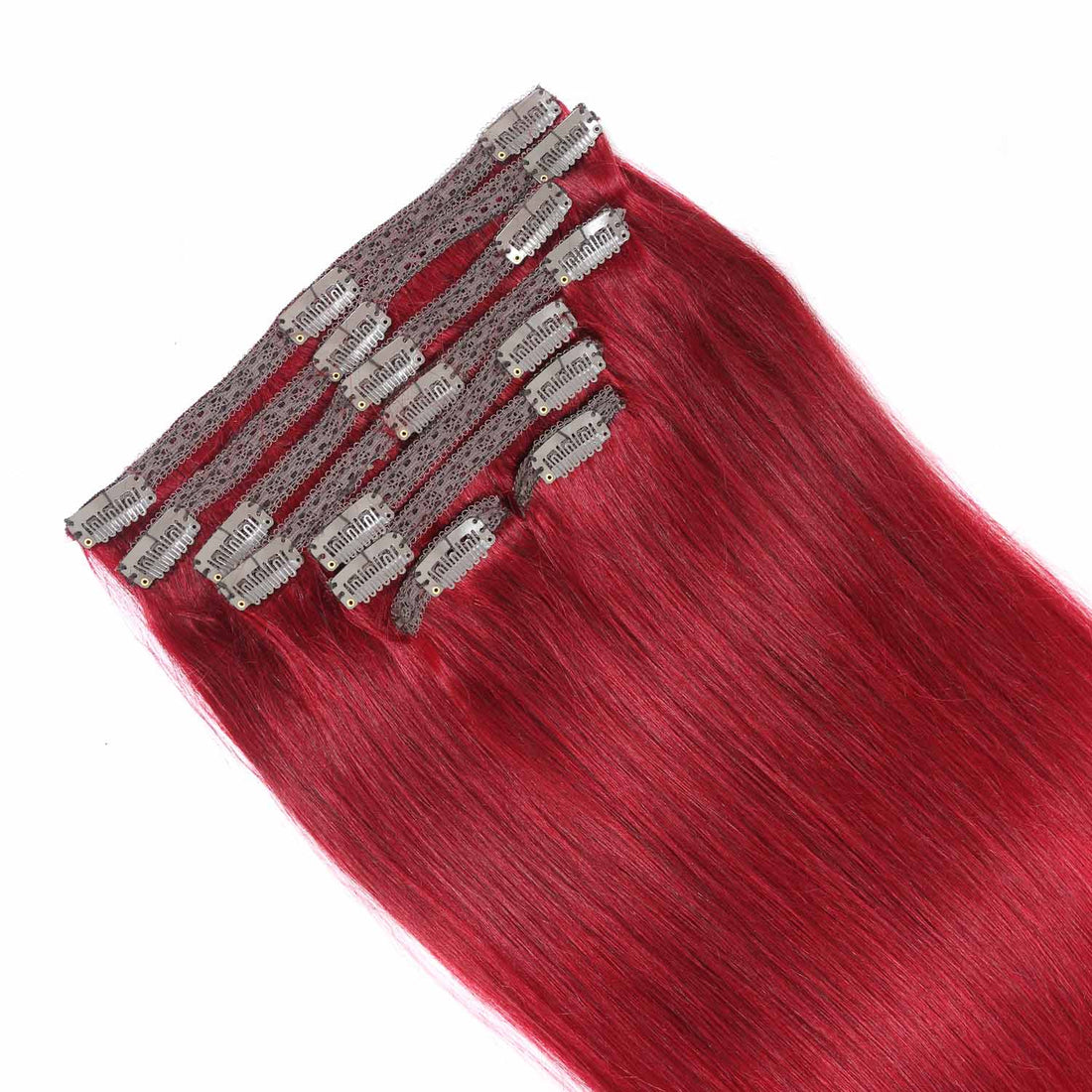 AUTHRIS Straight Clip-Ins (8-Piece) | Burgundy