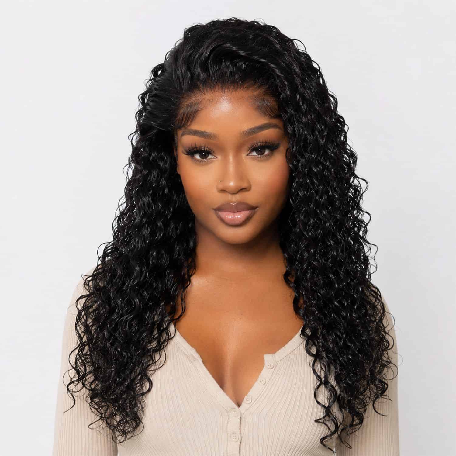Authris Deep Wave HD Lace Front Human Hair Wig | Natural Black