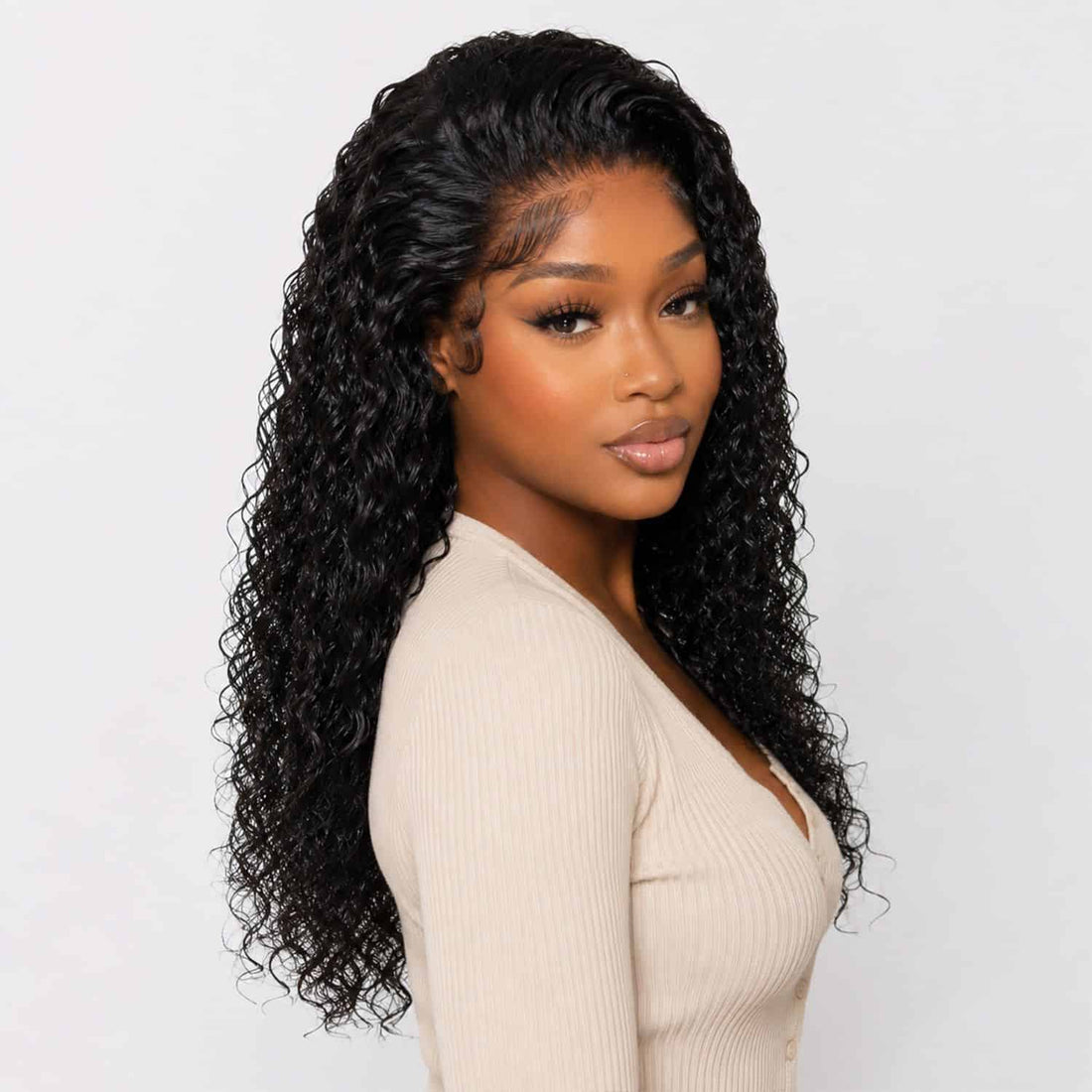 Authris Deep Wave HD Lace Front Human Hair Wig | Natural Black