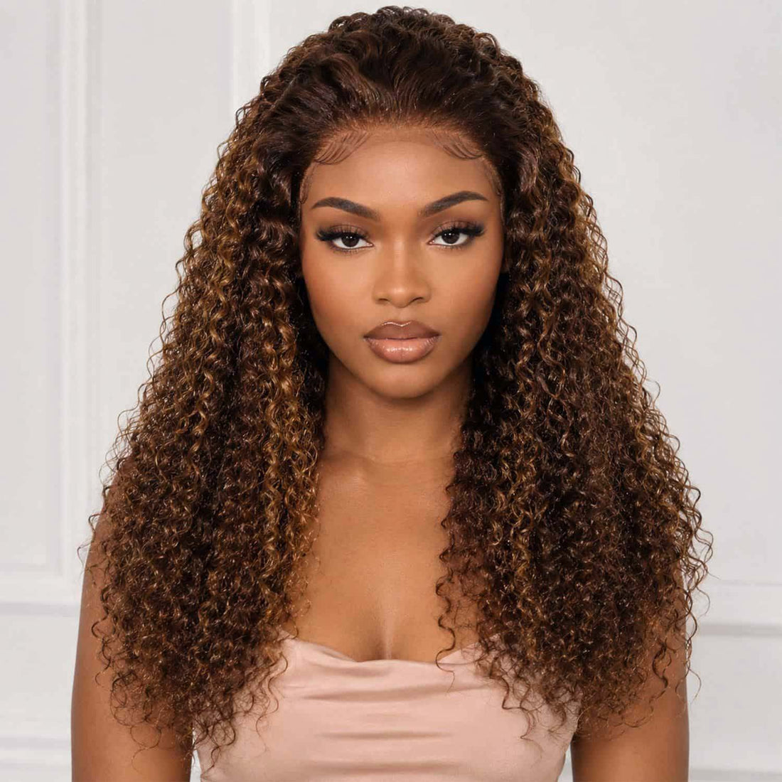 Authris Curly HD Lace Front Human Hair Wig | Blonde Highlights
