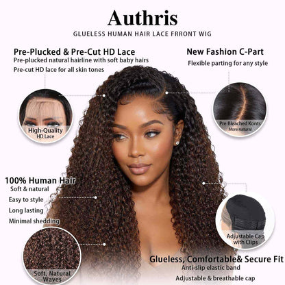 Authris Curly HD Lace Front Human Hair Wig | Chocolate Ombre