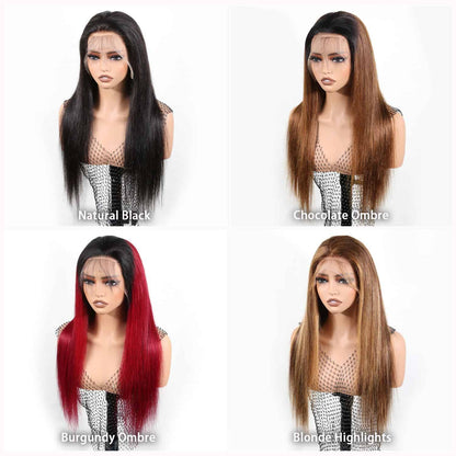Authris Straight HD Lace Front Human Hair Wig | Blonde Highlights