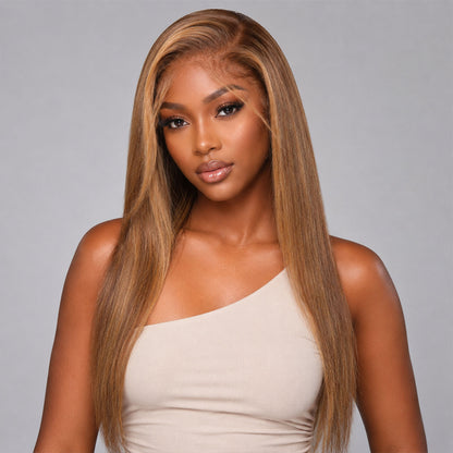 Authris Straight HD Lace Front Human Hair Wig | Blonde Highlights