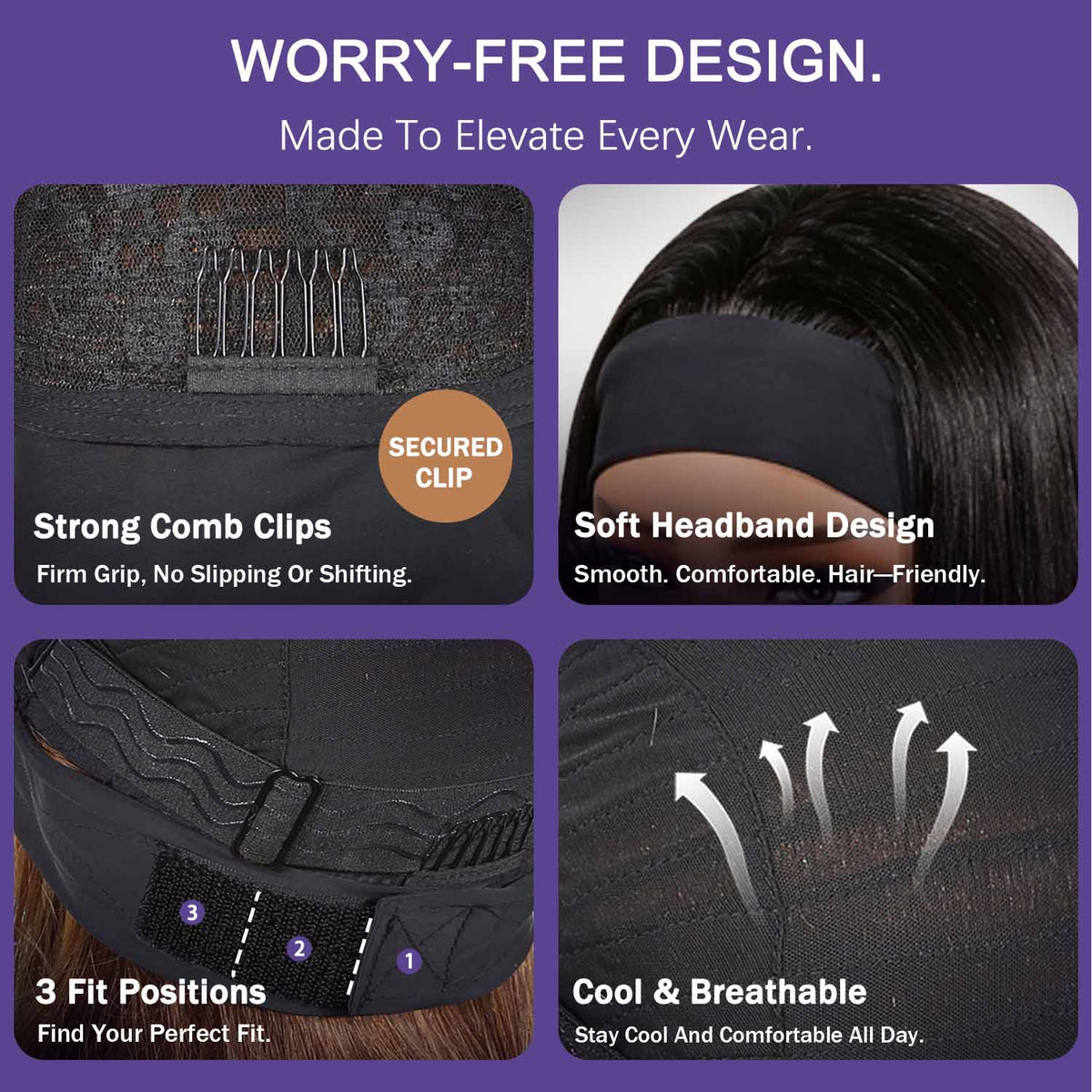 AUTHRIS Headband Bob Wig | Burgundy