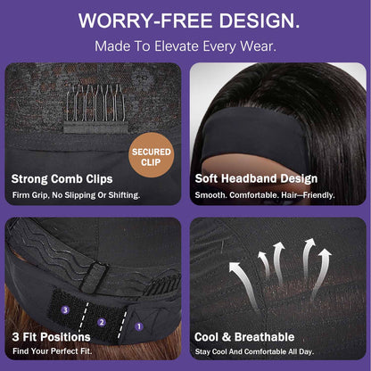 AUTHRIS Headband Bob Wig | Burgundy