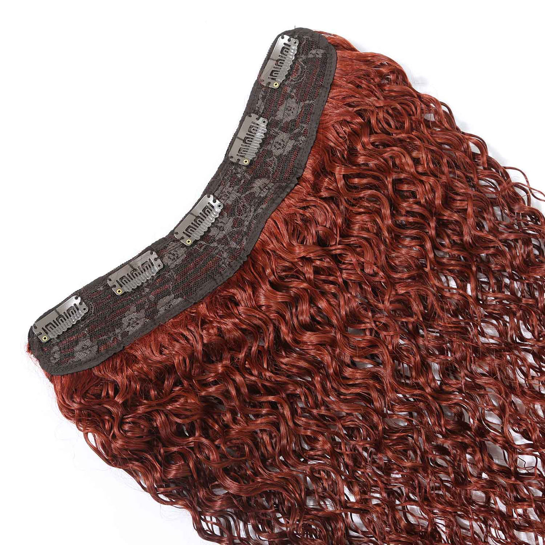 Authris Curly 1-Piece Clip-In Human Hair Extensions | Auburn Brown