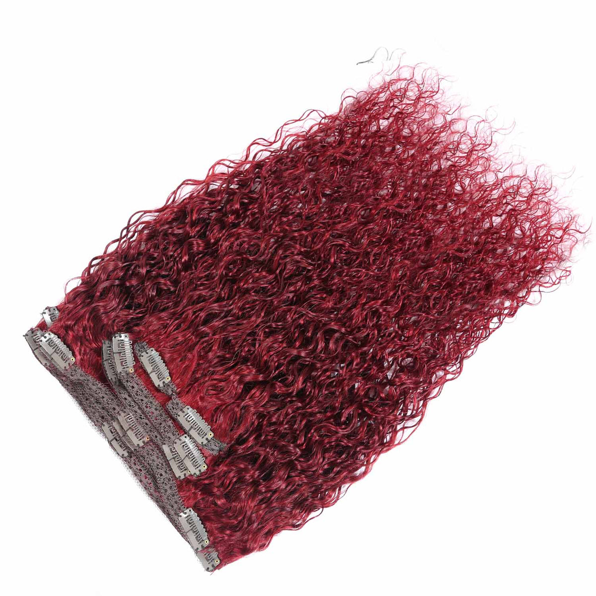 Authris Water Wave 8-Piece Clip-In Human Hair Extensions | Burgundy