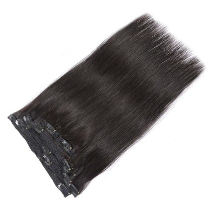 Authris Straight 8-Piece Clip-In Human Hair Extensions | Natural Black