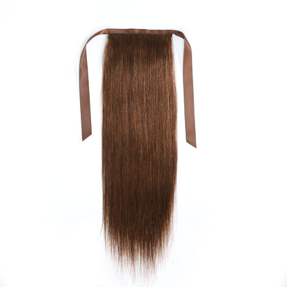 Authris Straight Human Hair Ribbon Ponytail | Chocolate Brown
