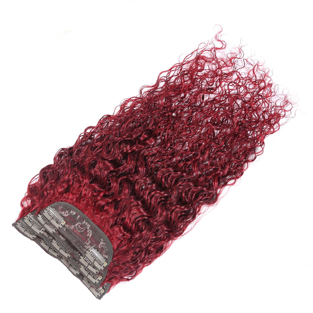 Authris Water Wave 4-Piece Clip-In Human Hair Extensions | Burgundy